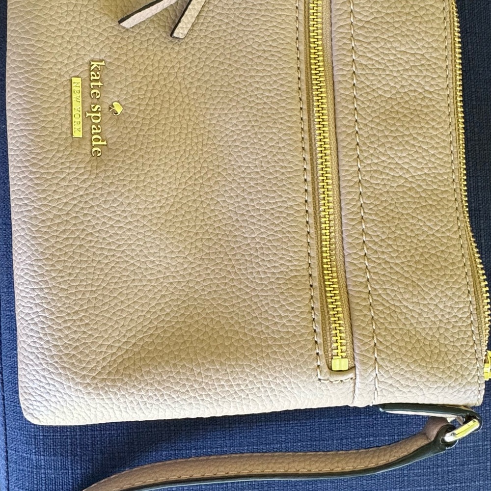 Like New (never used) Kate Spade Tan and Gold Crossbody with Textured Leather
